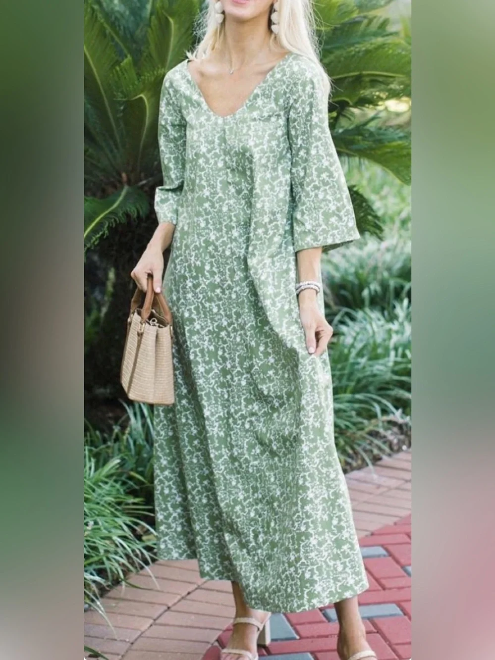 Parterre Isobel Green Garden Floral Maxi Dress NWT - Picture 1 of 1